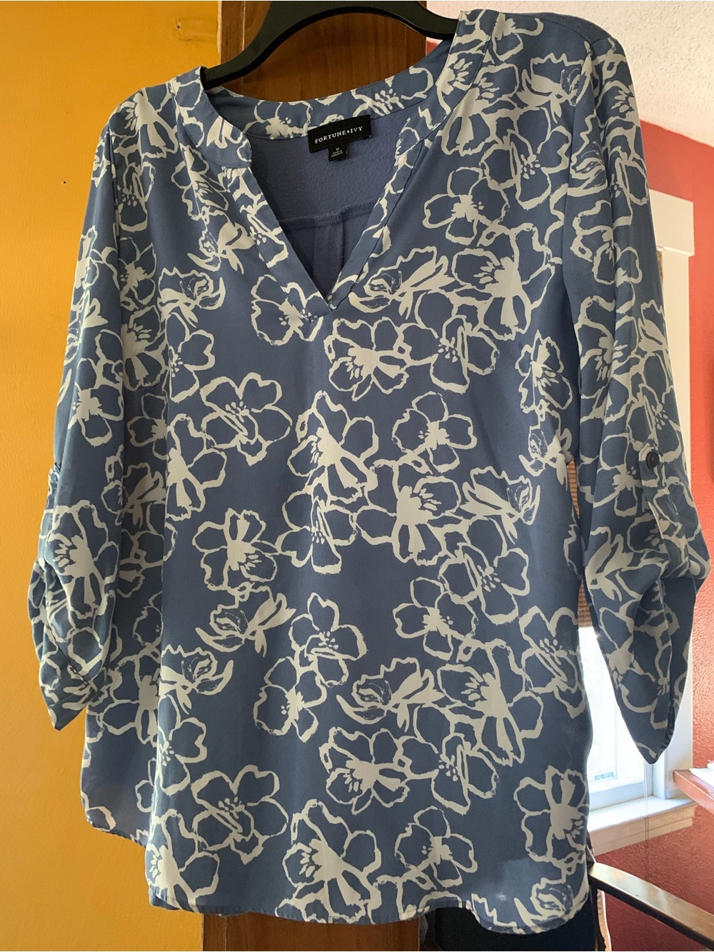 Fortune + Ivy Blue Floral V-Neck Tunic